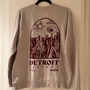 Unisex Limited Edition Art Collab Detroit Pistons Beige Sweatshirt. Size Small